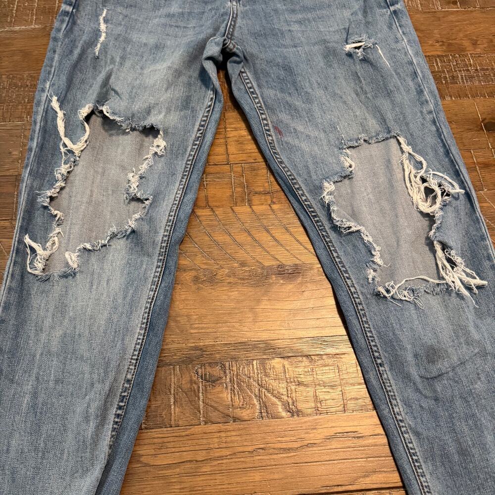 Wild Fable Sz 14 Blue Jeans Distressed High Waist Straight Leg Stained Ripped - Picture 4 of 12